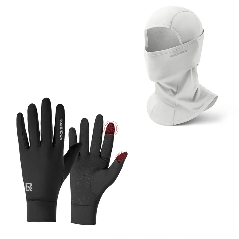 ROCKBROS Winter Set: Sturmhaube & Fahrradhandschuhe Touchscreen