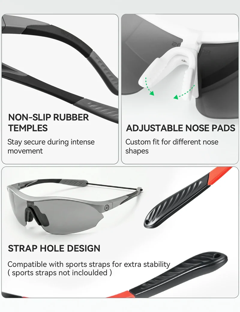 Sport-Radfahrsonnenbrille mit 3 austauschbaren UV400-Gläsern