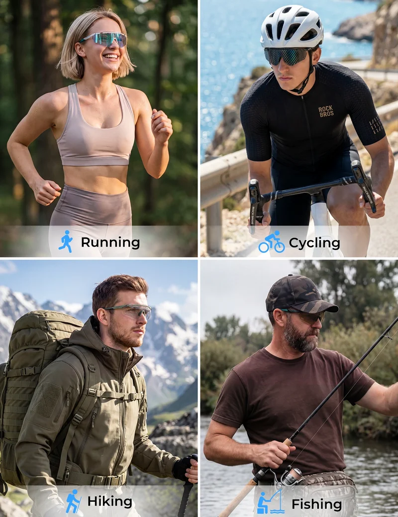 Photochrome Fahrradbrille mit UV400 Schutz Ultraleicht TR90 Gestell