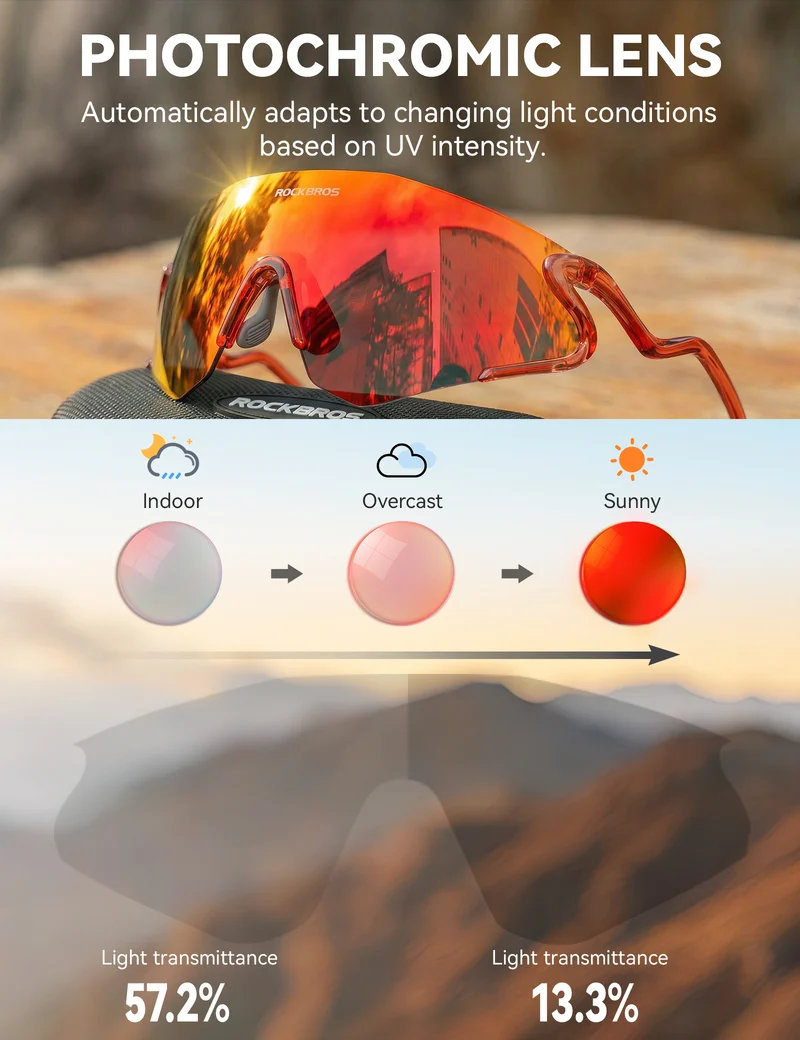 Photochrome Fahrradbrille mit UV400 Schutz
