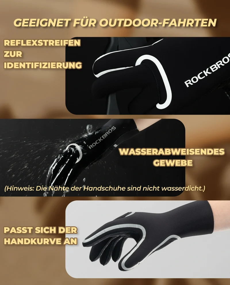 Fahrradhandschuhe Winter, Wasserdicht und Winddicht S365