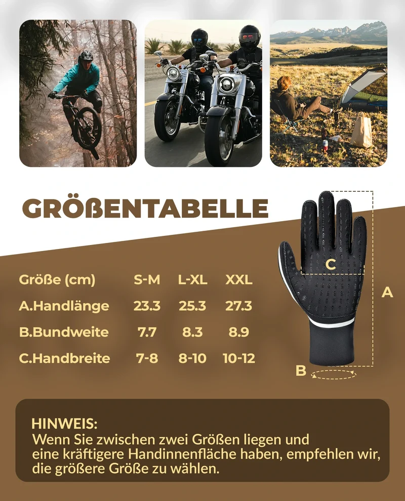Fahrradhandschuhe Winter, Wasserdicht und Winddicht S365