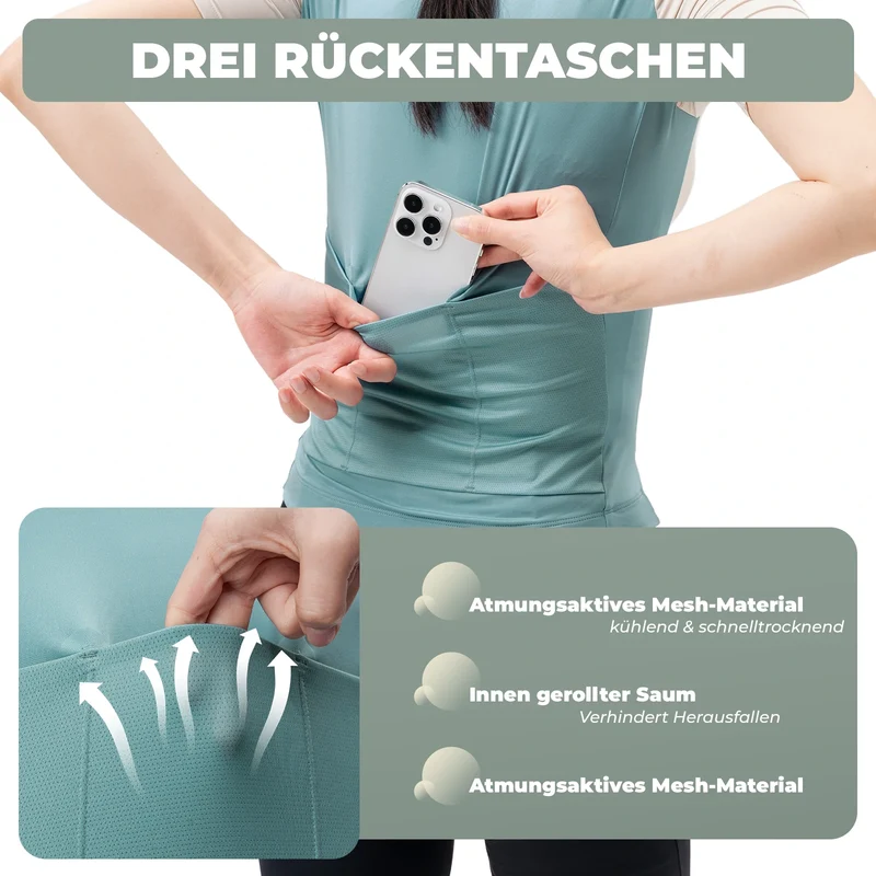 Fahrradtrikot Damen Sommer Kurzarm Atmungsaktiv Radtrikot