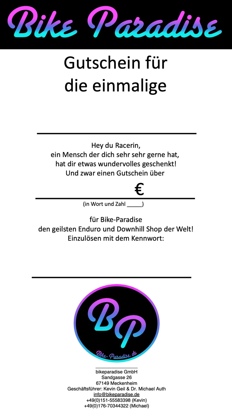 Geschenkgutschein Bike-Paradise