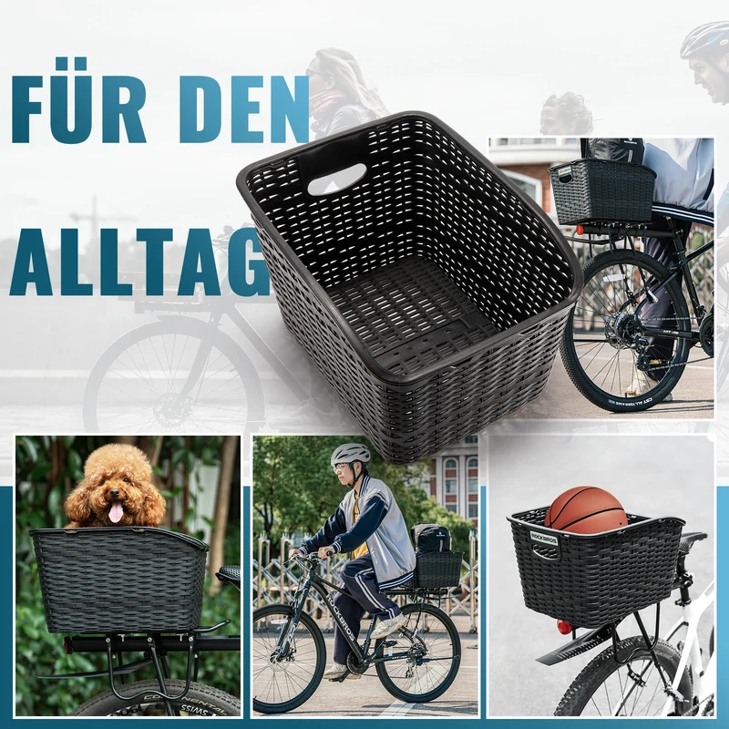 Fahrradkorb Hinten für Gepäckträger, mit ausziehbarem Deckel