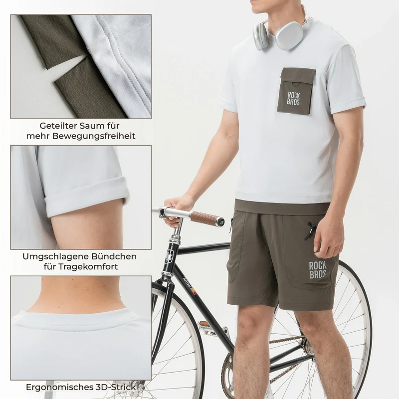 Mountainbike Radtrikot Kurzarm Herren mit Magnet Brusttasche