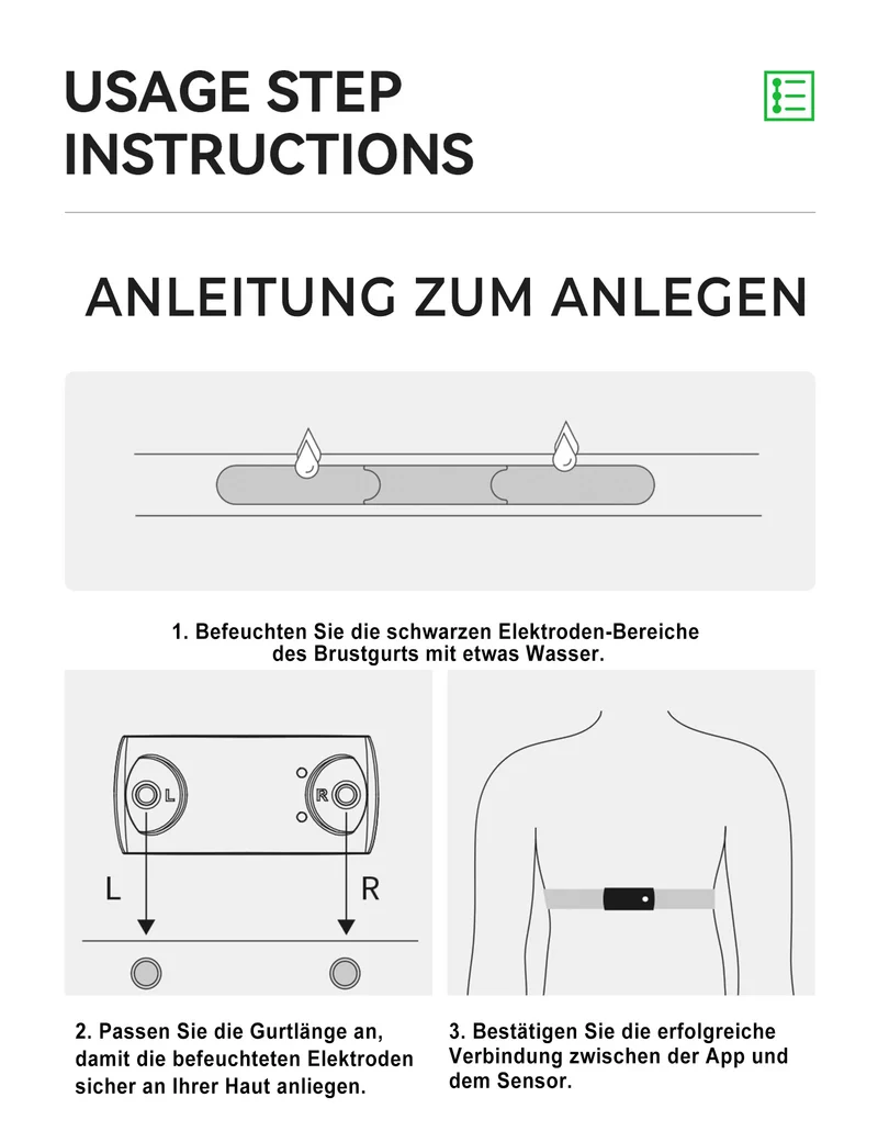 Herzfrequenzmesser Brustgurt Bluetooth & ANT+, IP67 Wasserdicht