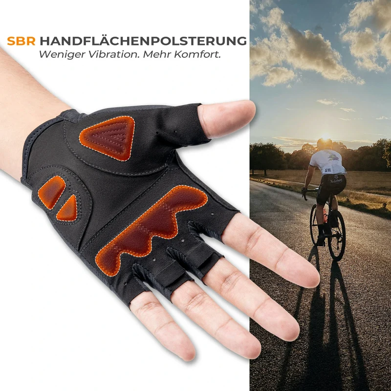 Fahrradhandschuhe Halbfinger mit stoßdämpfender SBR-Polsterung - S396