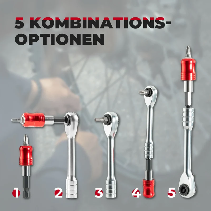 10-in-1 Fahrrad-Multitool mit Ratsche und Reifenhebern