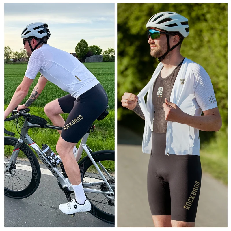 Trägerhose Fahrradhose mit Sitzpolster Herren, Nahtlos Atmungsaktive