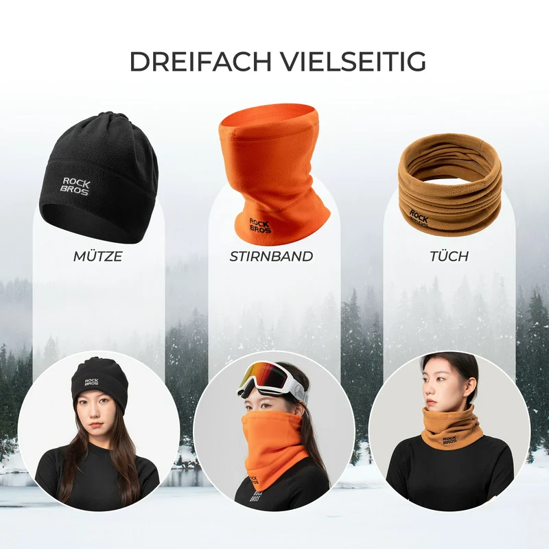 Winter Schlauchschal Fleece Halswärmer, Winddichtes Multifunktionstuch