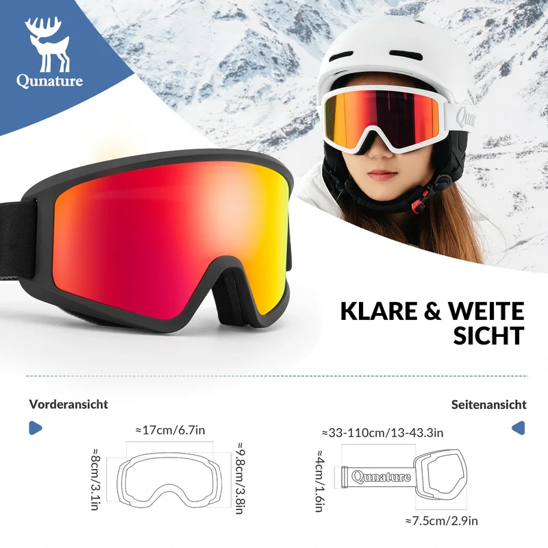 Qunature Skibrille Anti-Nebel Schneebrille Ski Brille
