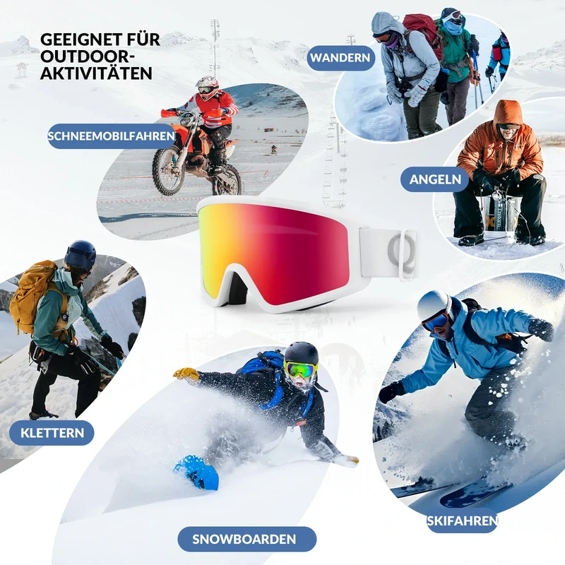 Qunature Skibrille Anti-Nebel Schneebrille Ski Brille