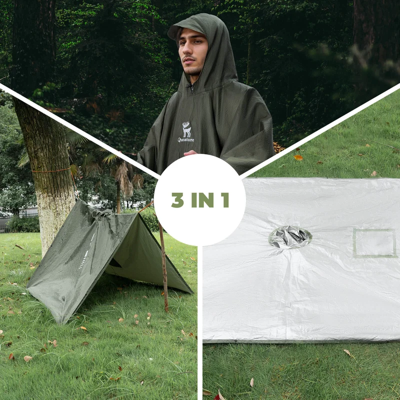 Qunature Outdoor Regenmantel mit Multifunktion