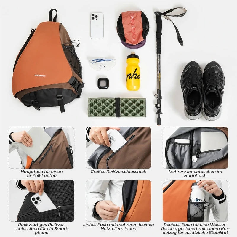 Sling Bag Groß, Sling Rucksack mit Magnetverschluss, Crossbody-Tasche