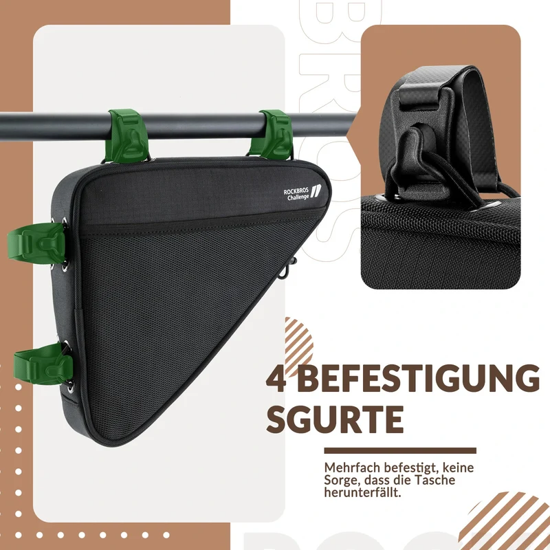 Fahrrad Rahmentasche Fahrradtasche Dreieckstasche 1,5 L Reflektierend