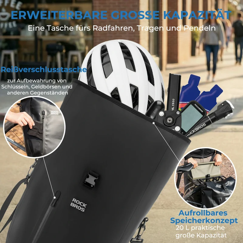 15L-20L Fahrrad Gepäckträgertasche 3-in-1