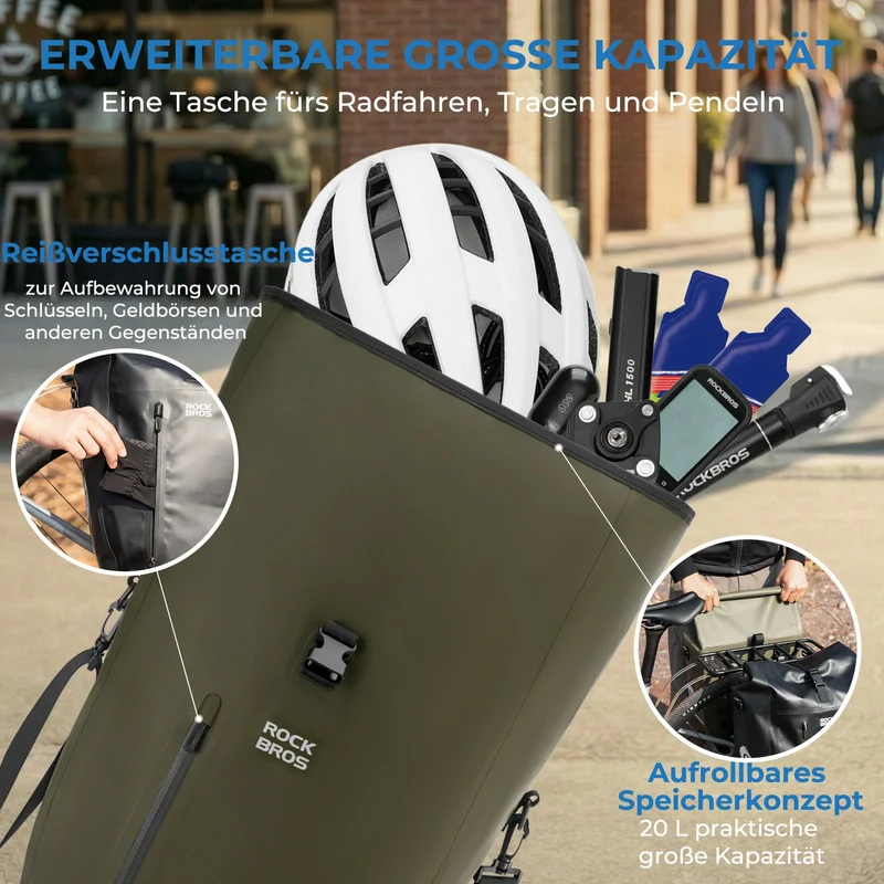 15L-20L Fahrrad Gepäckträgertasche 3-in-1