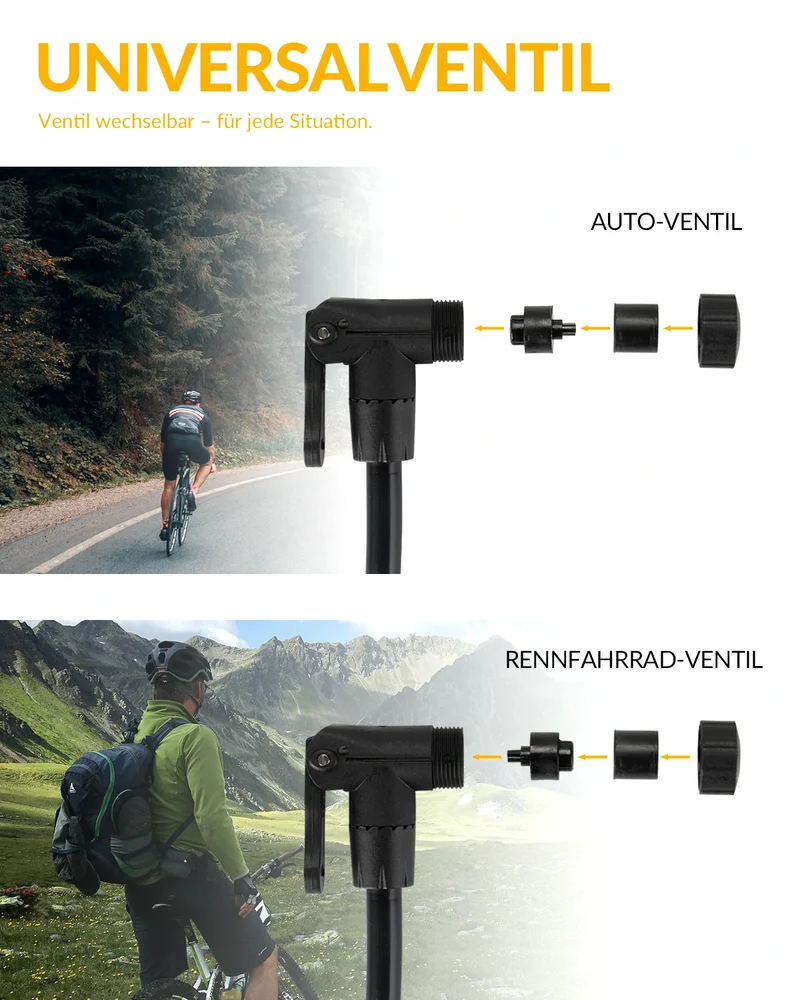 Rahmenpumpe Mini Fahrradpumpe 120 PSI / 8,27 Bar