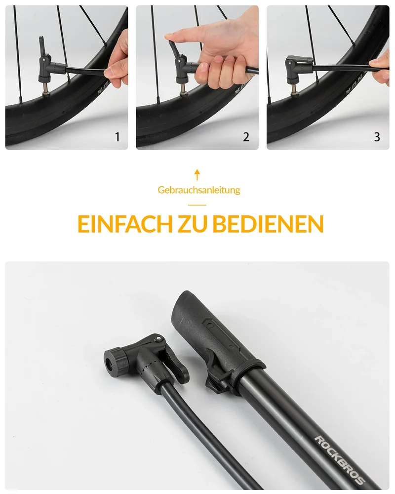 Rahmenpumpe Mini Fahrradpumpe 120 PSI / 8,27 Bar