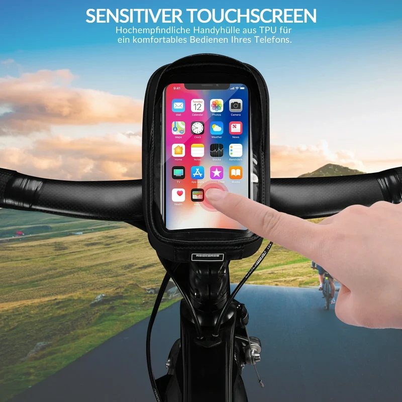 Fahrrad Lenkertasche Fahrradtasche Lenker wasserdichte Handyhalterung für Smartphone bis zu 6.5 Zoll Empfindlicher Touchscreen