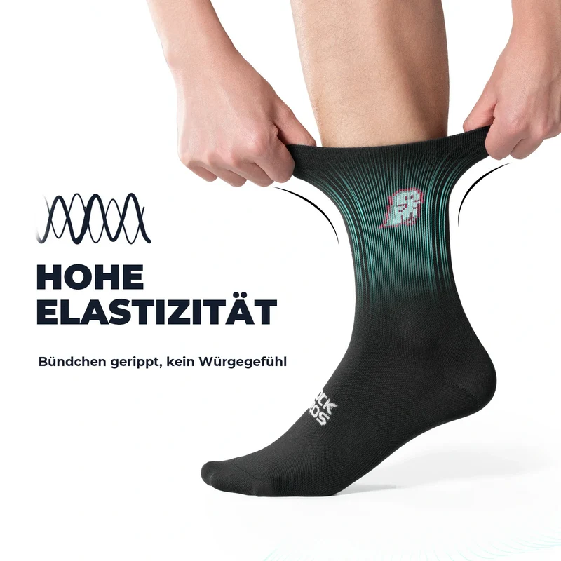 Rennrad Socken, Atmungsaktive Fahrrad Socken mit Verstärkter Ferse & Rutschfestem Schaft 2 Paar