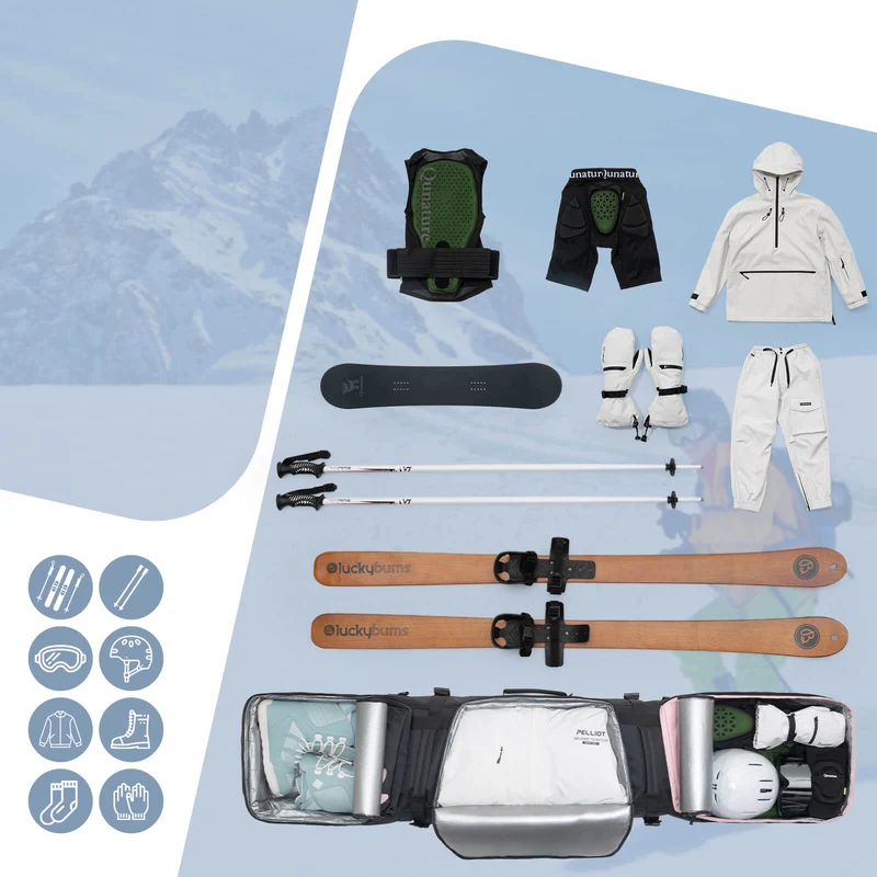 Qunature Ski- und Snowboardtasche mit Rollen für 140–162 cm Länge