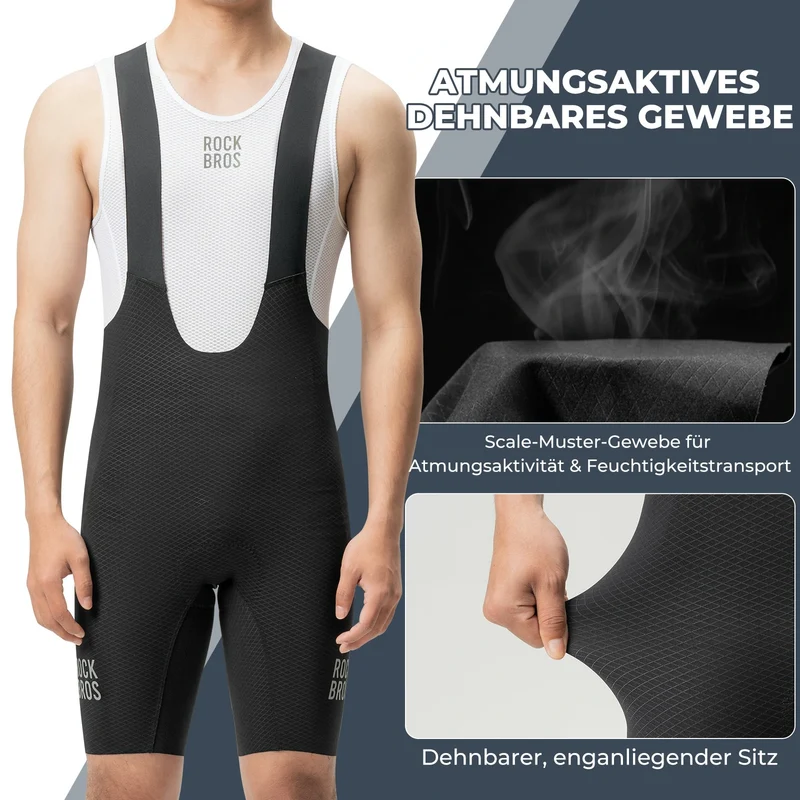 Radhose Herren Kurz Gepolstert mit TräGer, Fahrradhose Kurz Mit Reflektoren Sommer