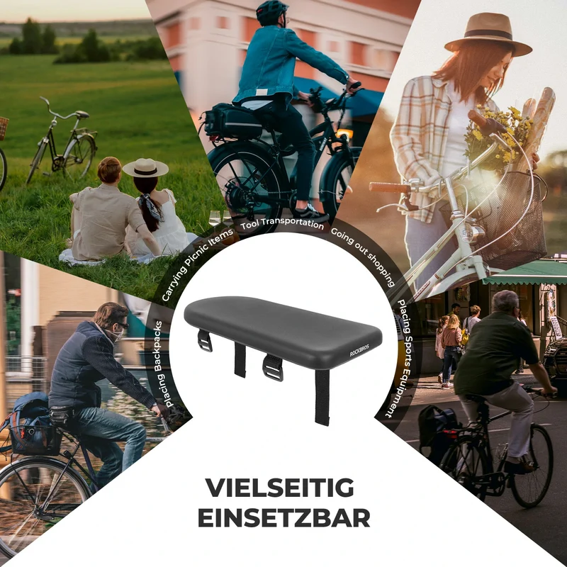 Fahrrad Gepäckträger Sitzkissen - Universal, Wasserdicht & Ohne Werkzeug Montierba mit Verstellbarem Zugband