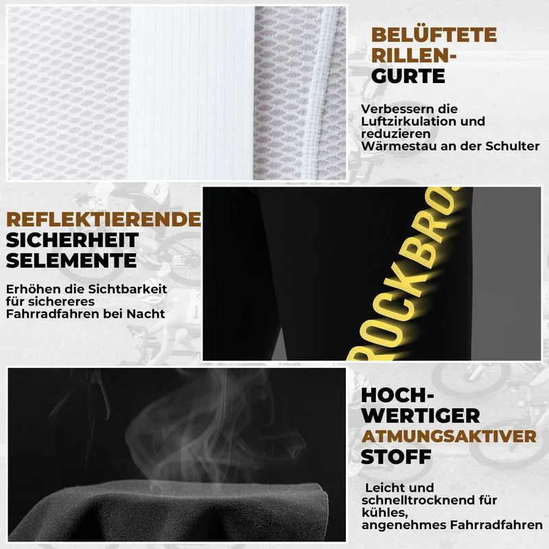 Trägerhose Fahrradhose Herren Gepolstert, Atmungsaktive Schnelltrocknend