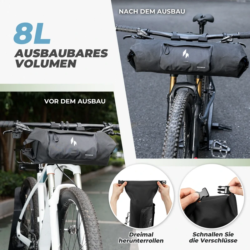 100% Wasserdichtes Fahrradtasche Lenkertasche 8L AS-154 RideMate