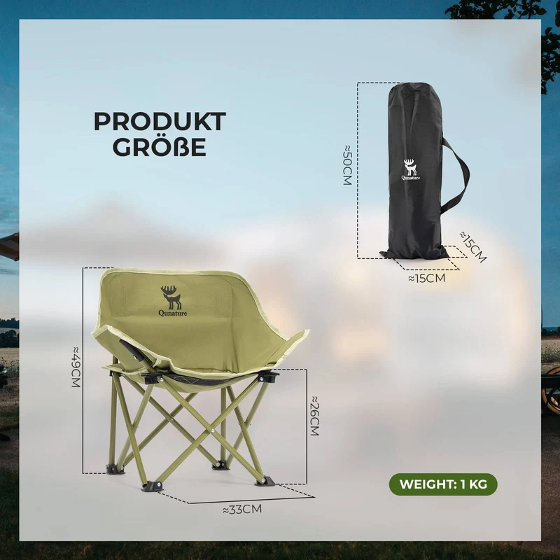 Qunature Campingstuhl Faltbar Tragbarer Camping Stuhl mit Tragetasche und Tragegriff 120KG/60KG