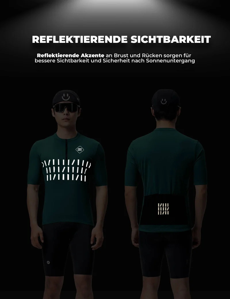 Fahrradtrikot Kurzarm Herren Atmungsaktives und Schnelltrocknend Jersey Reflektierende
