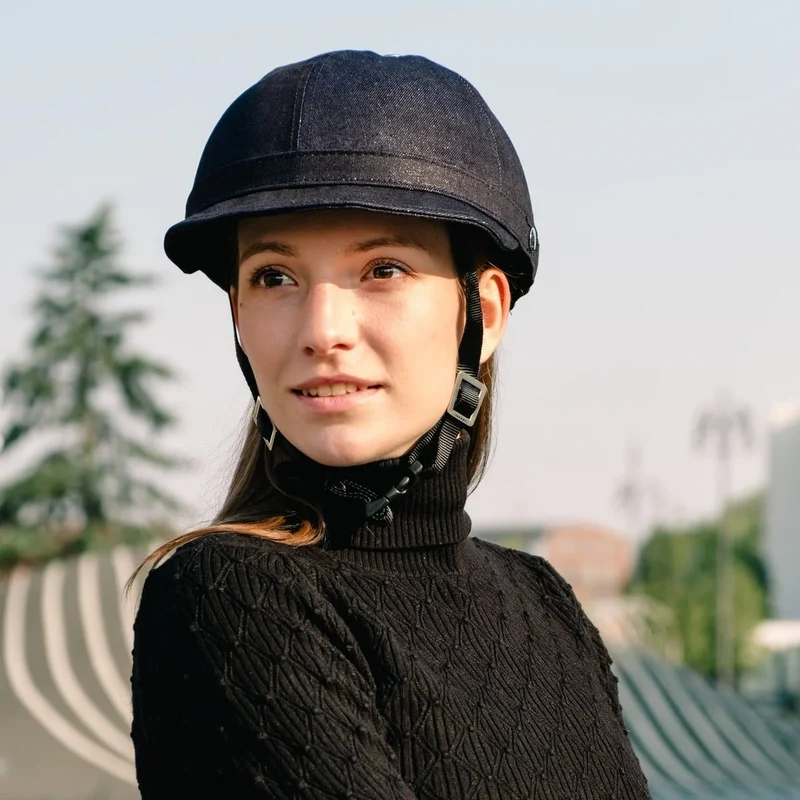 Yakkay Black Helmet + Milano Dark Blue Denim Cover