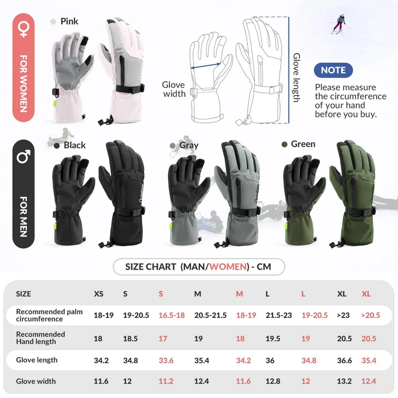 Qunature Winddichte Winterhandschuhe Ski/Fahrrad