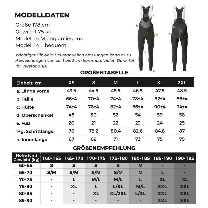 ROAD TO SKY Herren Fahrrad Trägerhose Lang Gepolstert