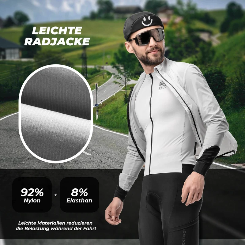 Leichte Fahrradjacke Atmungsaktiv Reflektierend Grau Herren