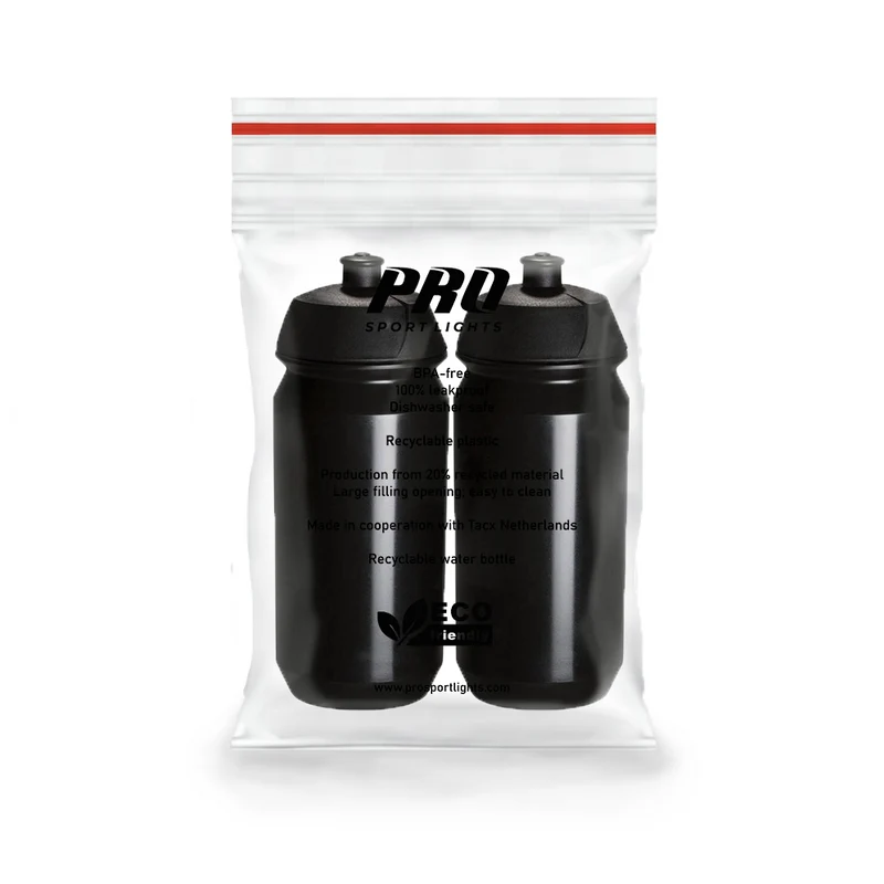 2 x Pro Sport Lights Bidon - 500 ml - Zwart