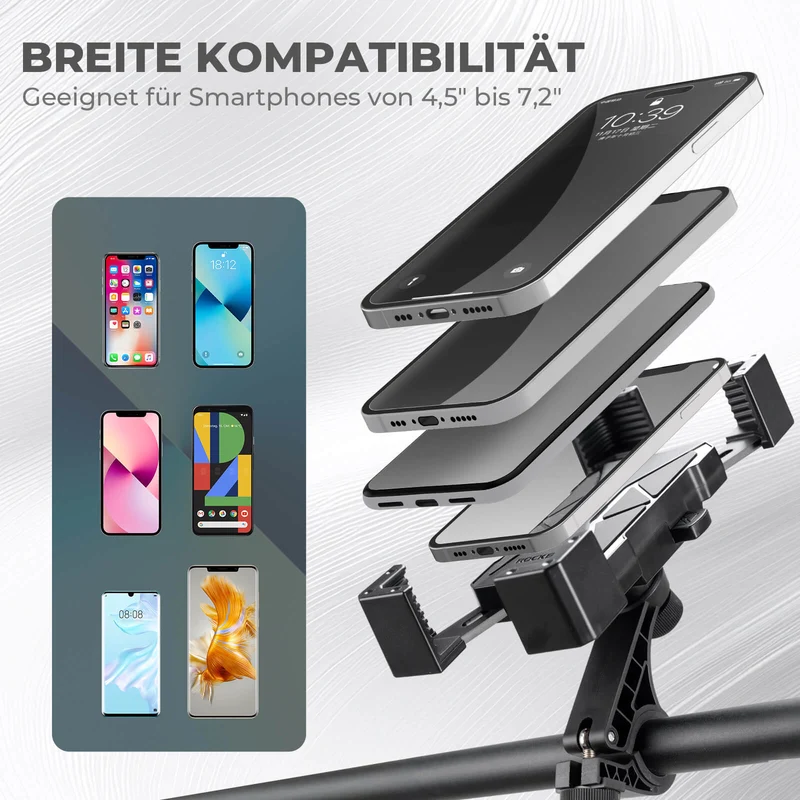 Fahrrad Handyhalterung 360° Drehbar für Handy 4.5~7.2"