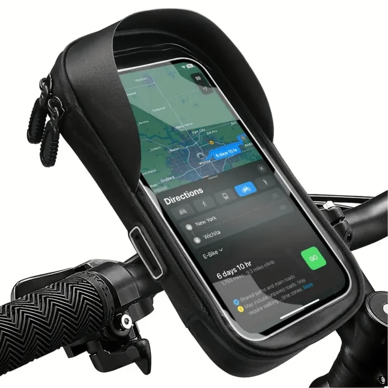 Telefoonhouder Fiets Waterdicht Stuurtas 0,2 Liter Afneembare Fietstas Zwart