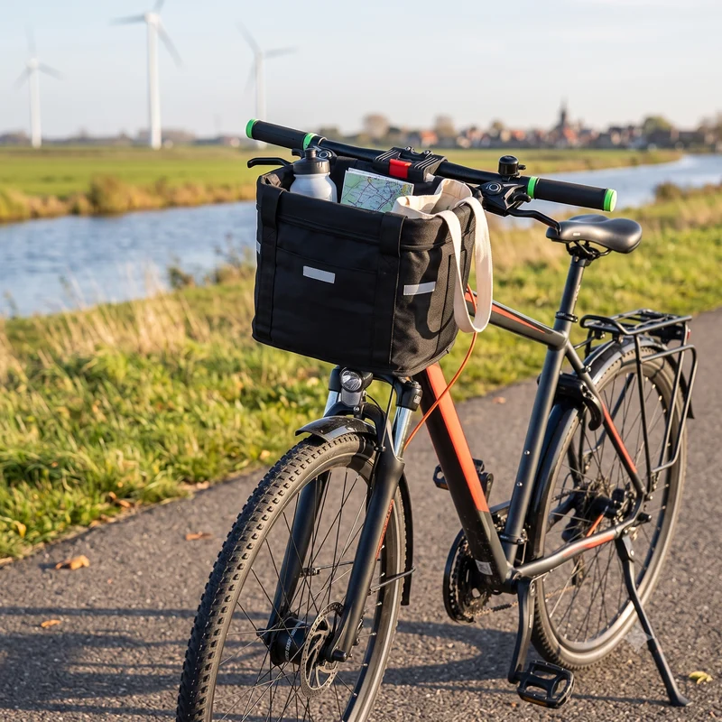 Fietsmand Voorop 16 Liter Fietsmandje Kinderfiets Stadsfiets Afneembaar Zwart