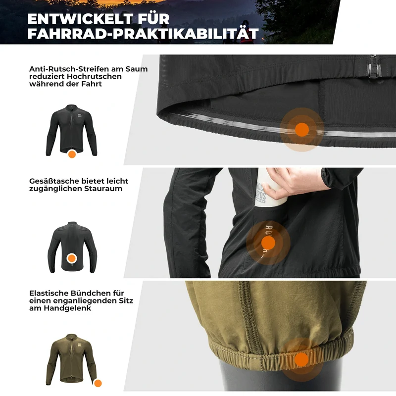 Herren Leichte Fahrradjacke Atmungsaktiv Frühling