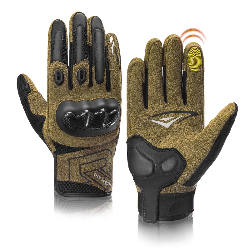 Winter Fahrradhandschuhe Atmungsaktiv Schlagfest Touchscreen Braun