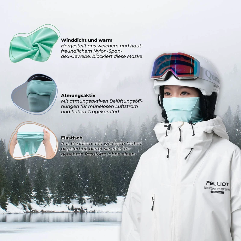 ROCKBROS TVI Damen Sturmhaube Balaclava mit Pferdeschwanz-Öffnung Warm Grün