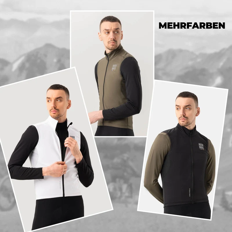 ROAD TO SKY Herren Fahrradjacke Ärmellose Weste Laufweste Atmungsaktiv