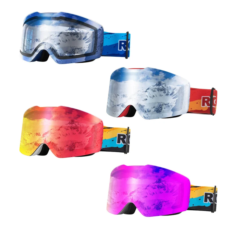 ROCKBROS Skibrille Schneebrille Polarisierte Helmkompatible Sportbrille Skifahren