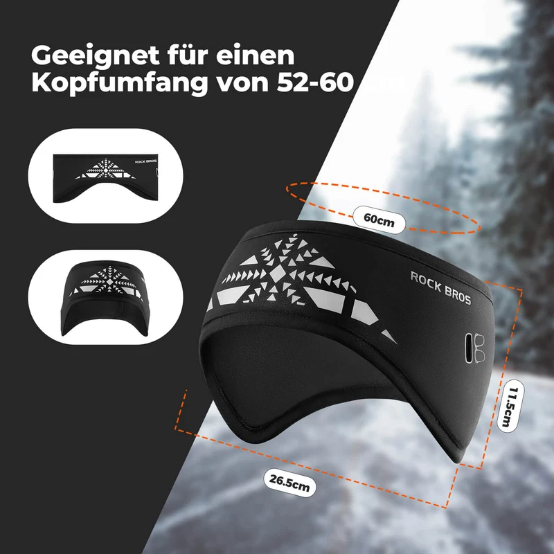 ROCKBROS Elastisches Winter Stirnband mit Klettverschluss Ohrenwärmer Unisex