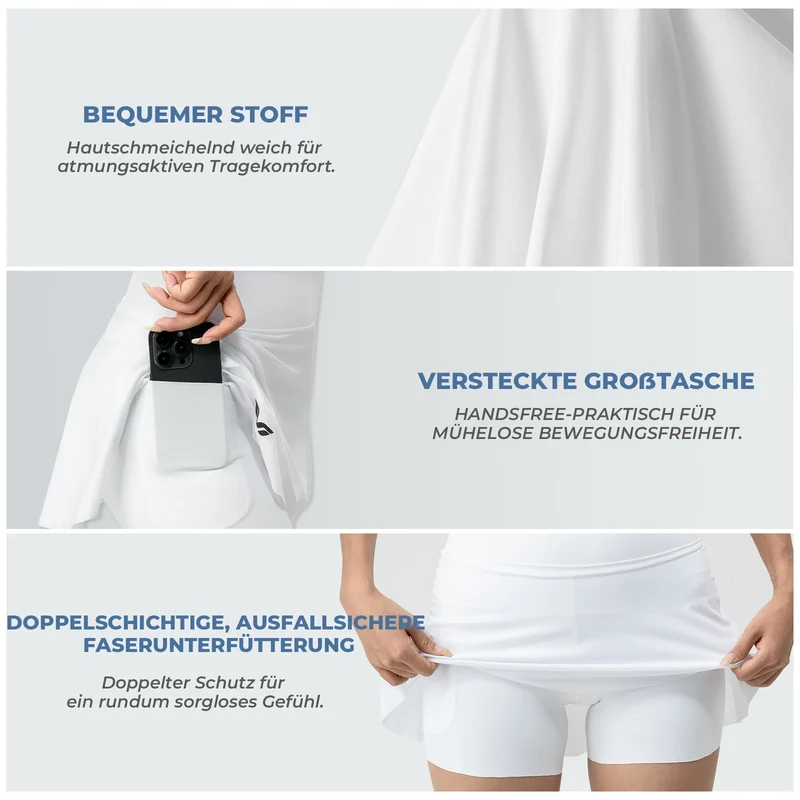 TVI Damen 2 in 1 Fahrradrock Kurze Gepolstert Radlerhose mit Tasche