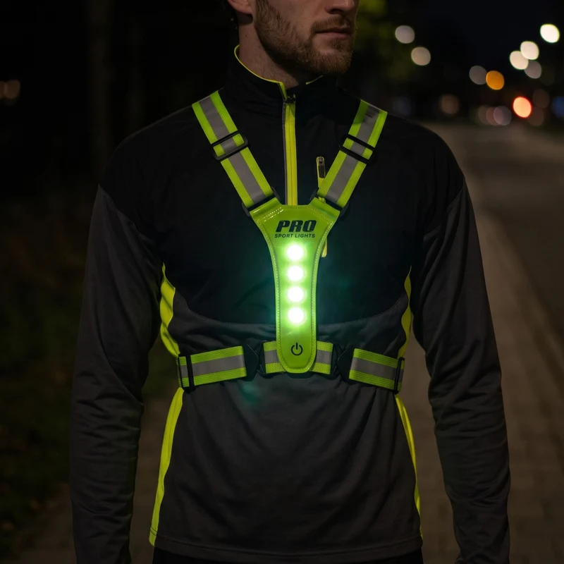 Hardloopvest Met Verlichting en Reflectoren LED Veiligheidsvest USB-C Oplaadbaar Fietsen One Size