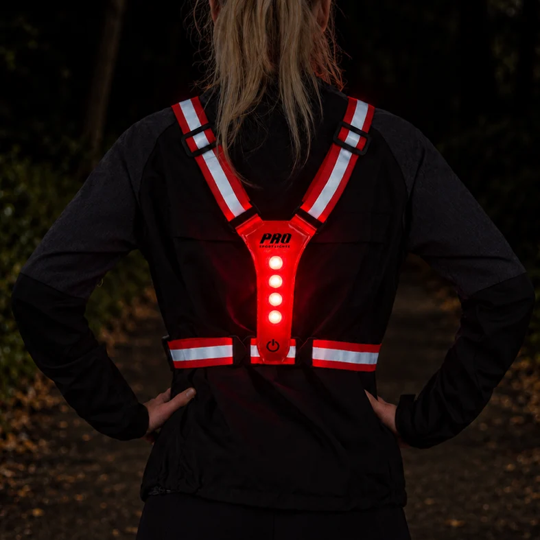 Hardloopvest Met Verlichting en Reflectoren LED Veiligheidsvest USB-C Oplaadbaar Fietsen One Size